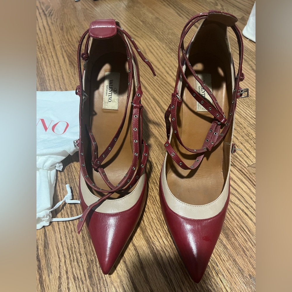 Valentino Garavani Burgundy Stilettos